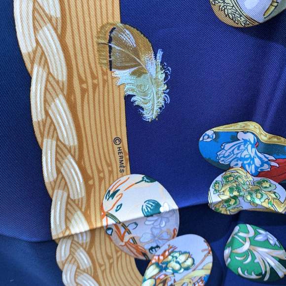 HERMES Paris Blue Silk Scarf Couvee D' 1994 Caty Latham - Picture 6 of 7